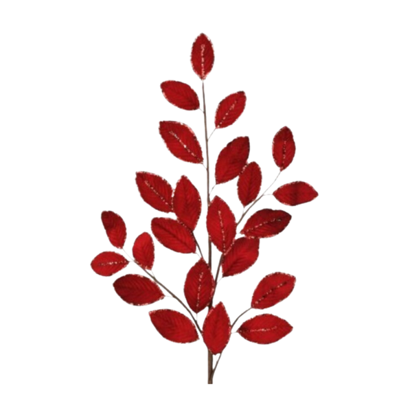 26" MINI VELVET LEAF SPRAY - RED/GOLD