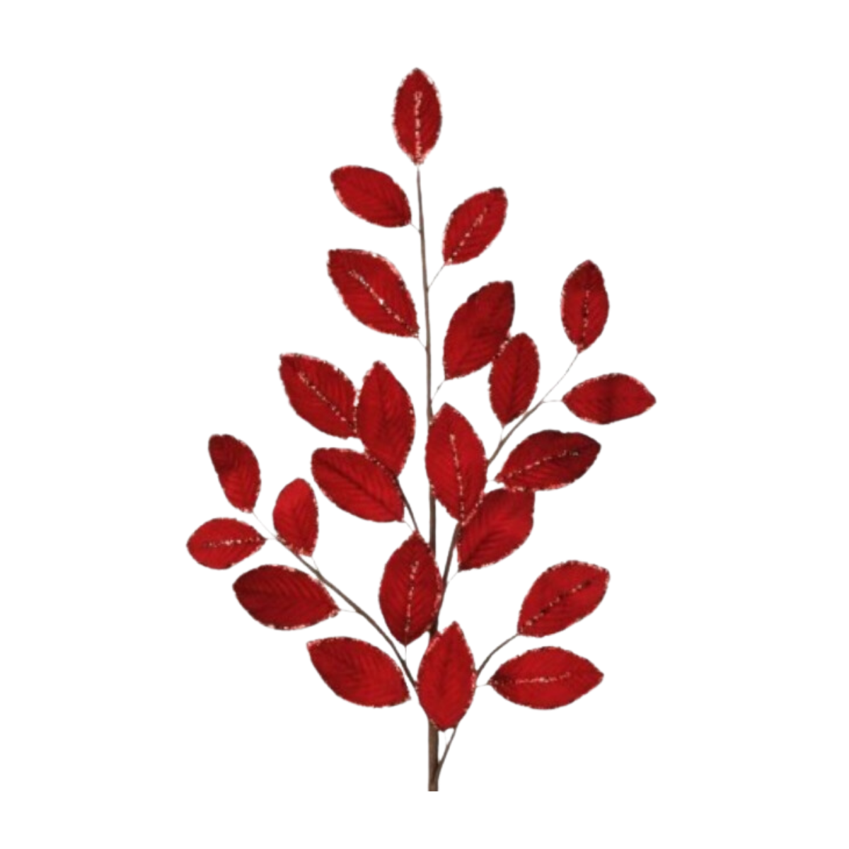 24" Mini Velvet Leaf Spray - Red/Gold — view 1