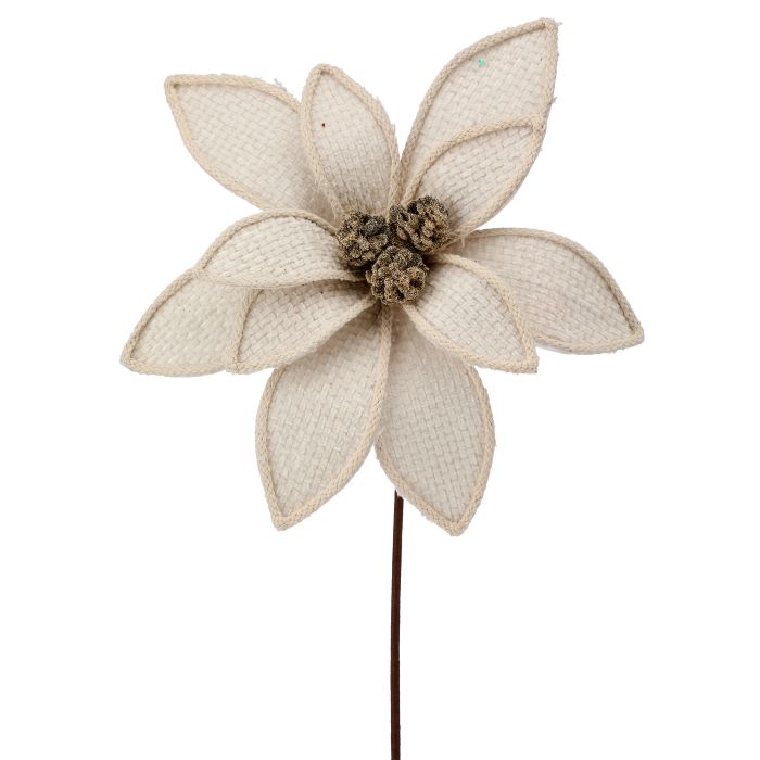 22" Forest Edge Poinsettia Stem - Ivory — view 1
