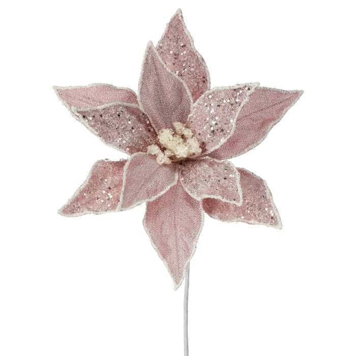 22" Sugared Dessert Poinsettia Stem - Pink — view 1