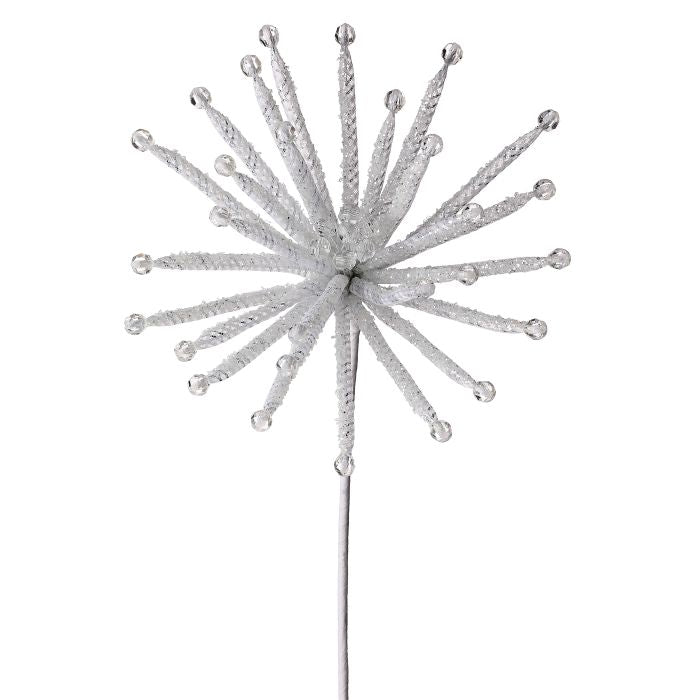 22" Glitter Starburst Crystal Stem - White — view 1
