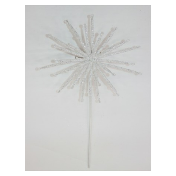 22" Glitter Starburst Crystal Stem - White
