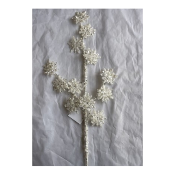 34" Iced Sequin/Pearl Snowflake Spray