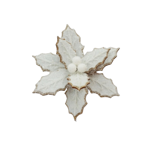 24" FROSTING EDGE POINSETTIA - BROWN/WHITE