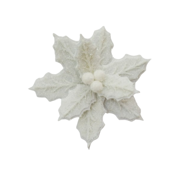 24" FROSTING EDGE POINSETTIA - WHITE