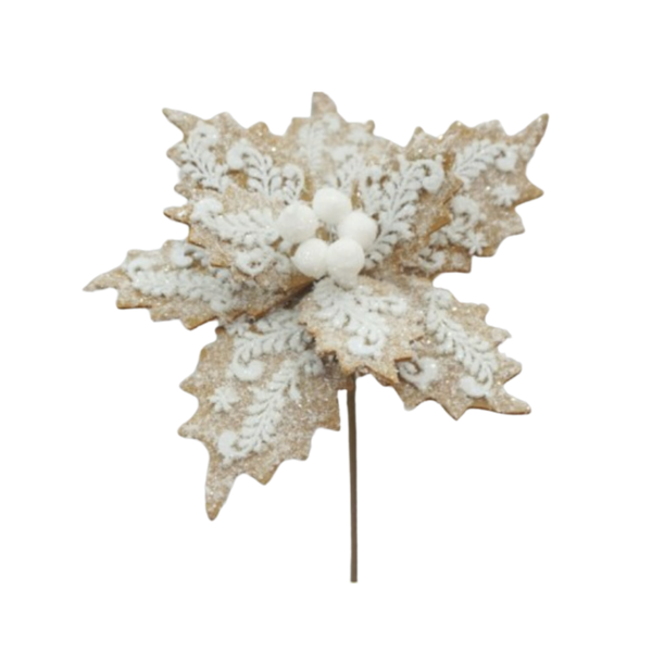 24" Elegant Gingerbread Stem - Brown/White