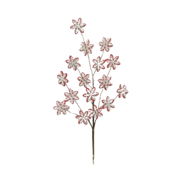 32" GINGERBREAD SNOWFLAKE SPRAY - RED/WHITE