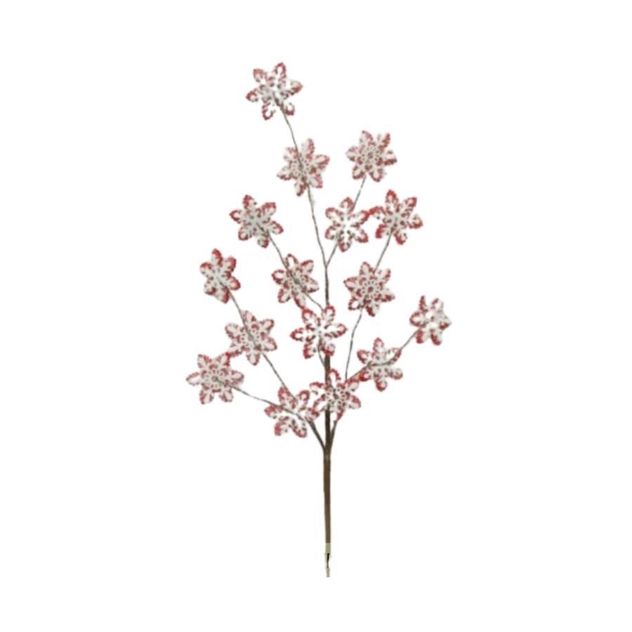 32" Gingerbread Snowflake Spray - Red/White