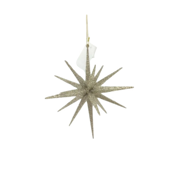 9" PLSTC STARBURST ORNAMENT - CHAMPAGNE