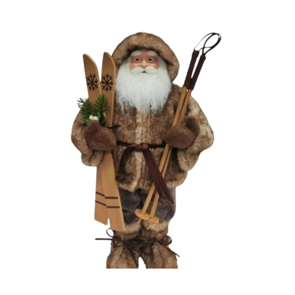 20" Santa Figurine - Alpine Santa with Ski's