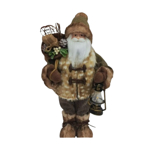 20" Santa Figurine -  Forest Santa with Lantern