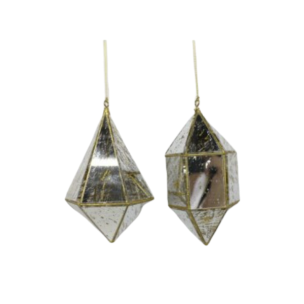5.5" and 6" Glass Geometric Mercury Finial - Set of 2