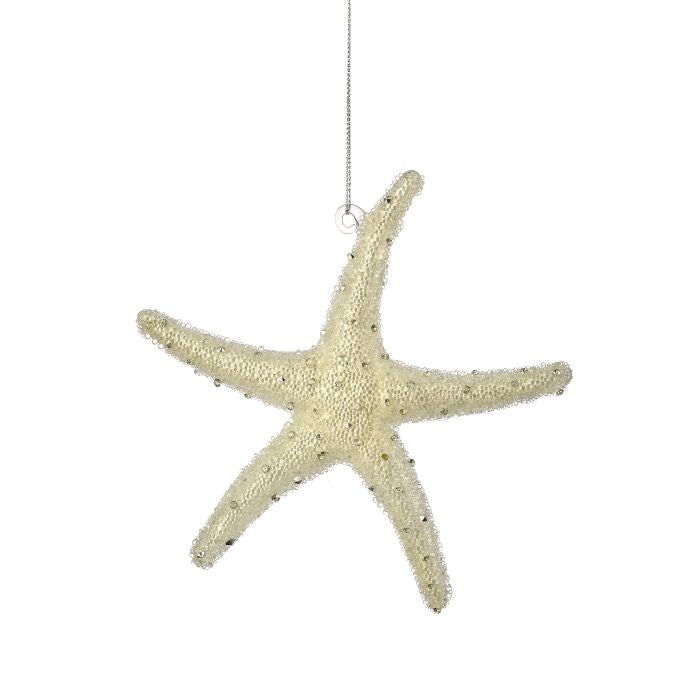 4" Pearl Glass Starfish Ornament - Prismatic/Ivory — view 1
