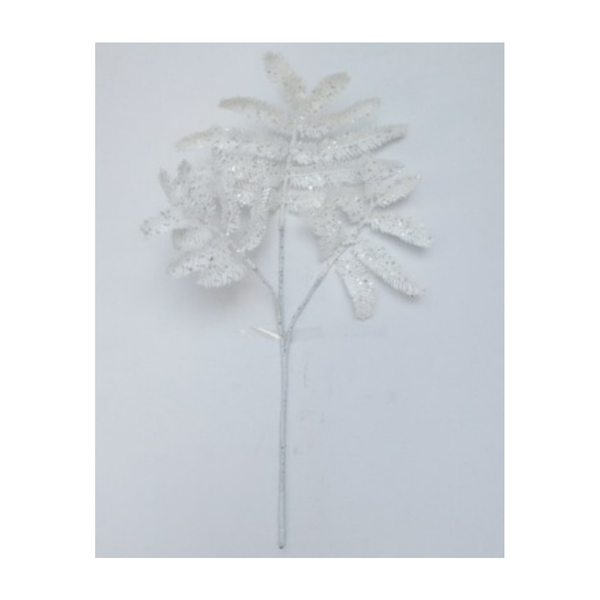 20" Winter Forest Fern Spray - White