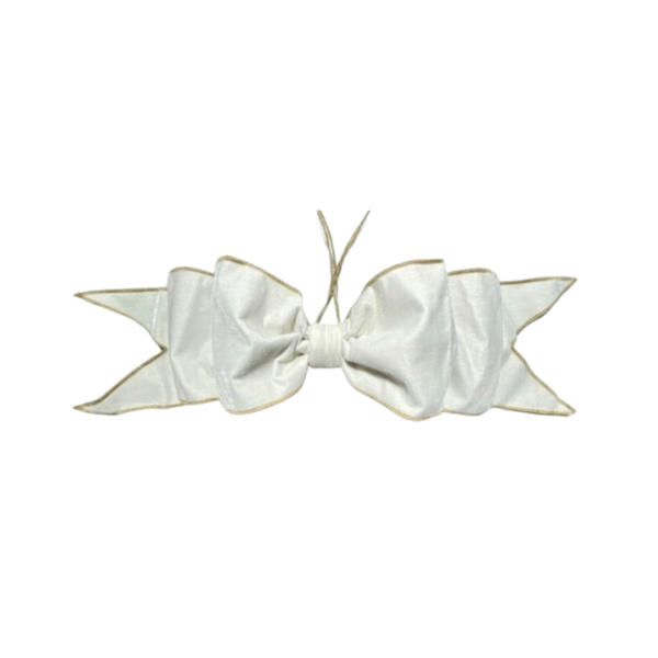 6"X16"X24" VELVET PREMADE BOW  - IVORY/GREEN
