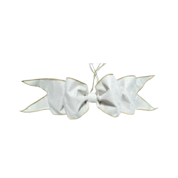 6"X16"X24" VELVET PREMADE BOW  - WHITE/GOLD