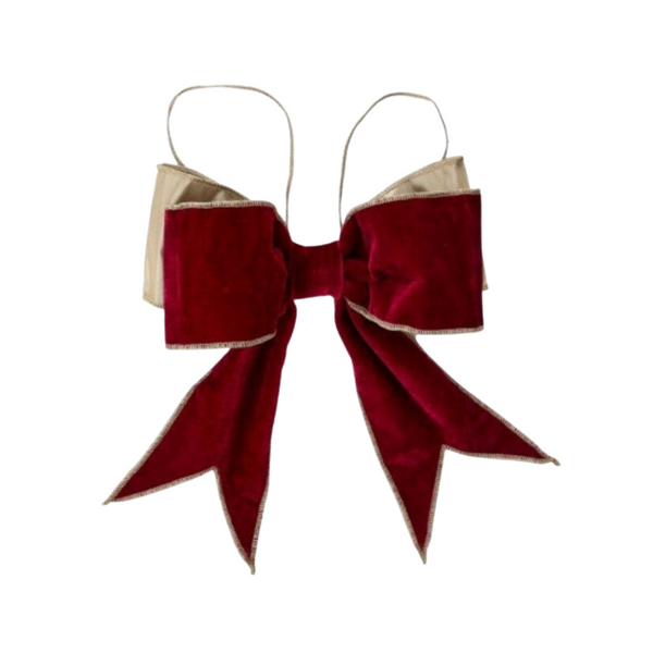 4"X12"SIMPLE VELVET PREMADE BOWTIE  - BURGUNDY