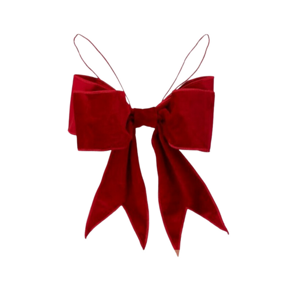 4"X12"SIMPLE VELVET PREMADE BOWTIE  - RED