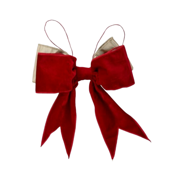 4"X12"SIMPLE VELVET PREMADE BOWTIE  - RED/GOLD