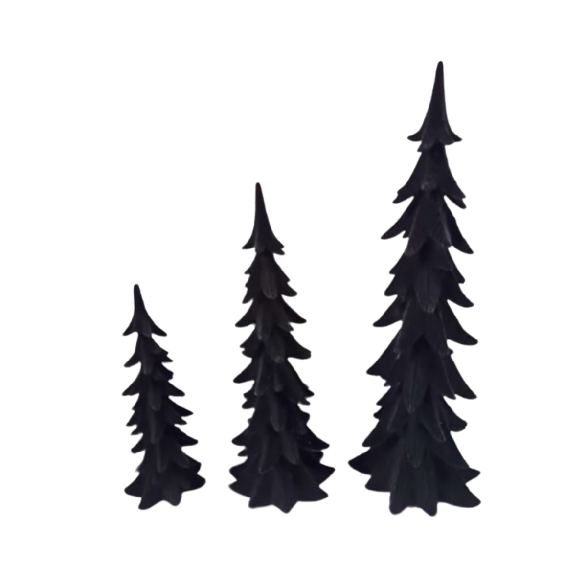 Flocked Tree Set - 4" to 17.75" - Black - Set of 3 — view 1