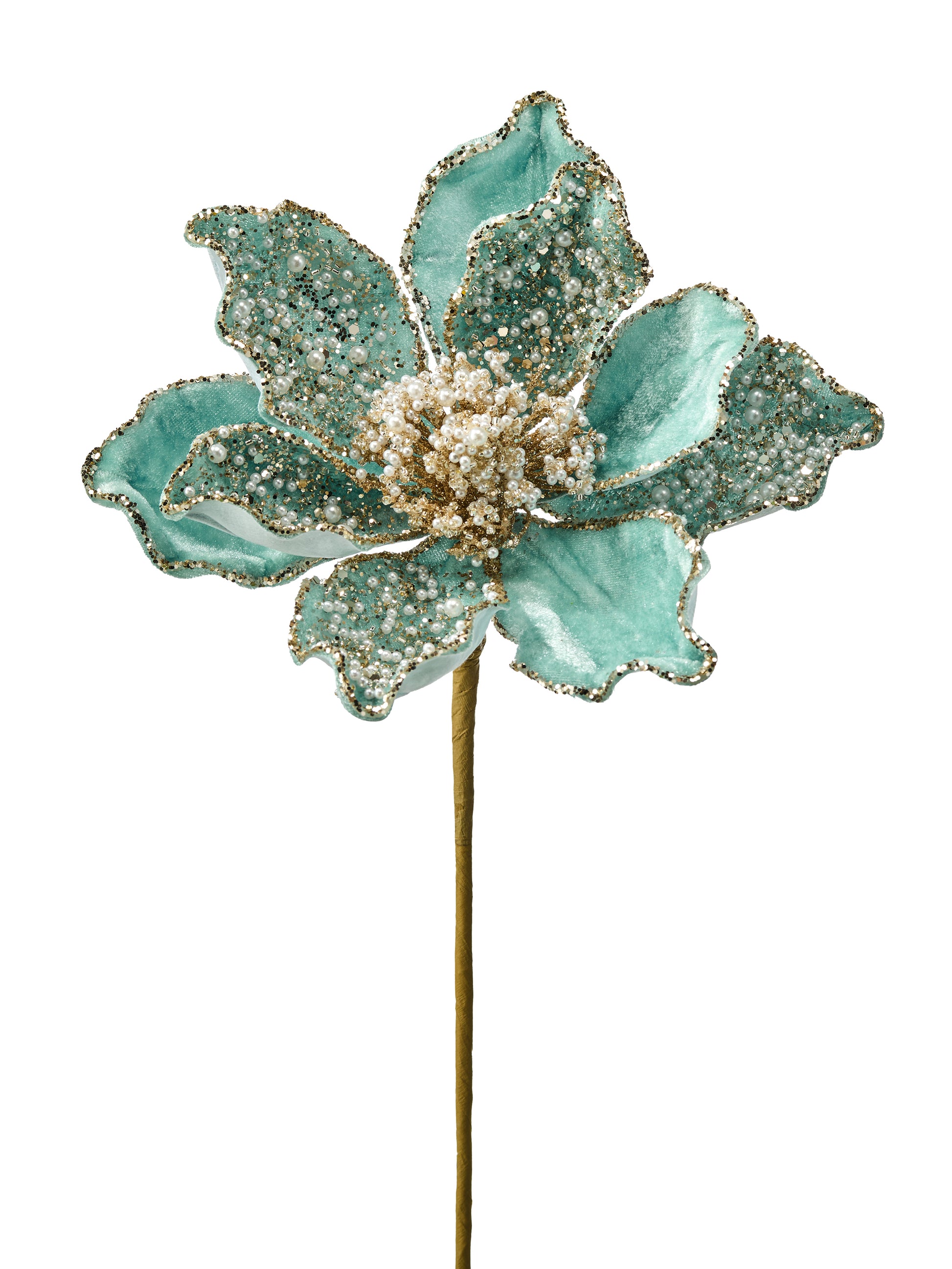 21" Pearl Velvet Magnolia Stem - Aqua — view 1