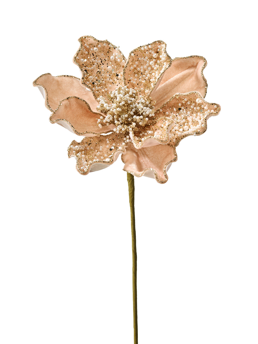 21" Pearl Velvet Magnolia Stem - Light Cream