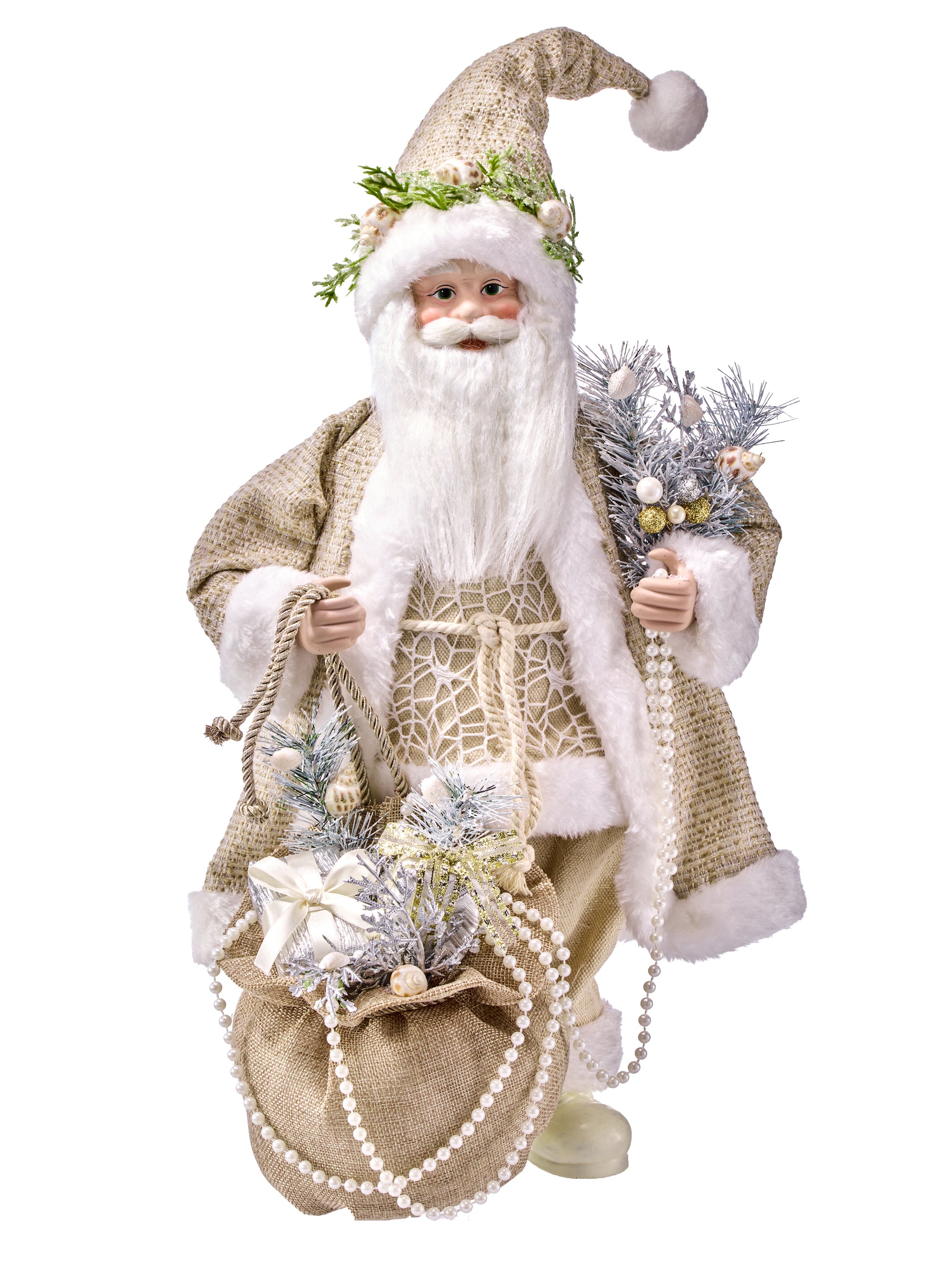 20" Coastal Santa w/Sack - Sand — view 1