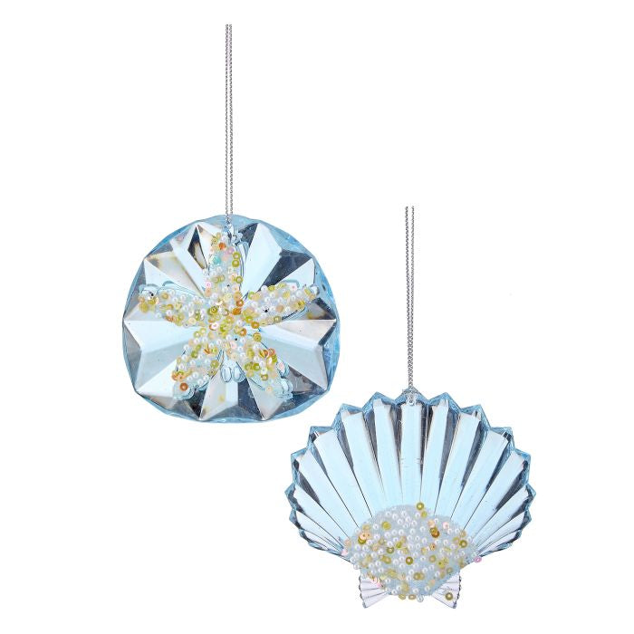 3" Acrylic Sand Dollar/Shell Ornament - Aqua Blue — view 1