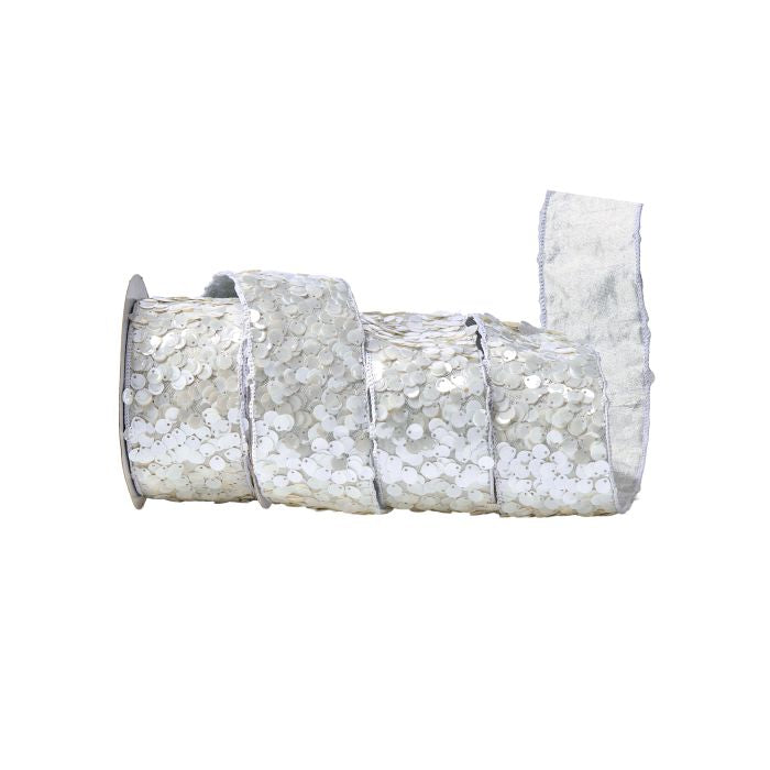 2.5" X 5yd Shell Sequin Ribbon - Ivory — view 1