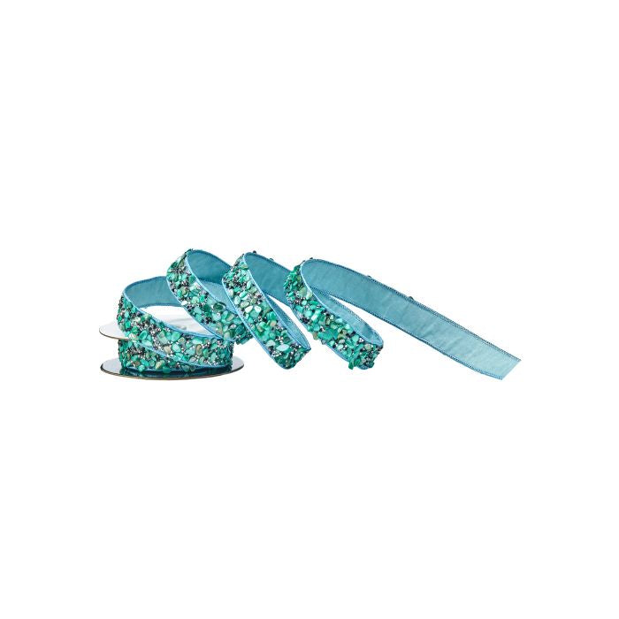 1" X 3yd Sequin Glitter Luxury Ribbon - Blue — view 1