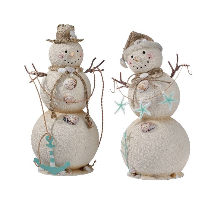 13" Coastal Snowman - Natural/White - Set of 2 — view 1