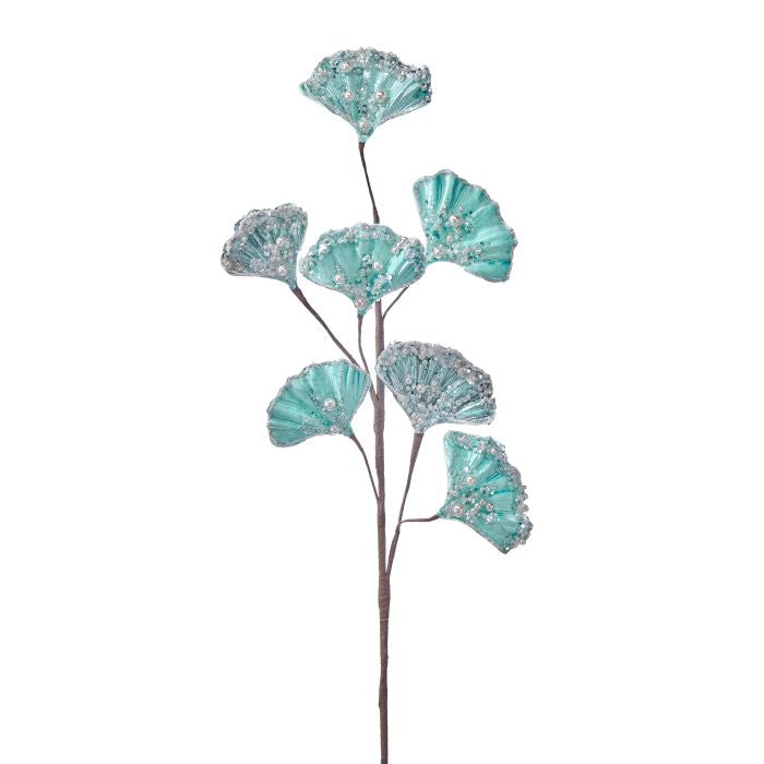 29" Pearl Scallop Leaf Spray - Light Blue — view 1