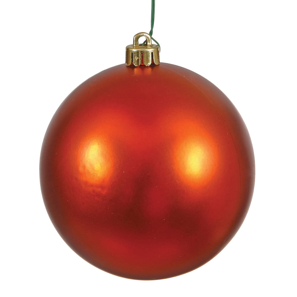 4" Shatterproof Ball Ornament - Burnished Orange - Shiny - UV Treated - Set of 4 4" (Set of 6)- Matte (UV) – Bag of 6 — view 1