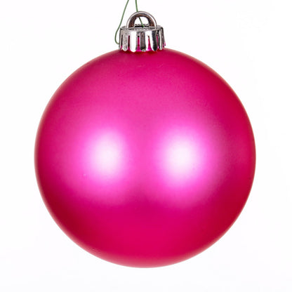 4" Shatterproof Ball Ornament - Hot Pink - Candy - UV Treated 4" (Set of 6)- Matte (UV) – Bag of 6 — view 2