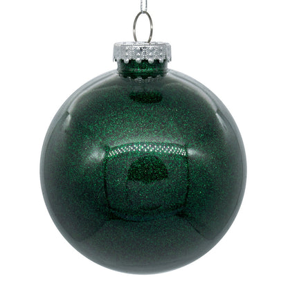 4" Glitter Clear Ball Ornament - Midnight Green - Set of 4 Midnight Green — view 3