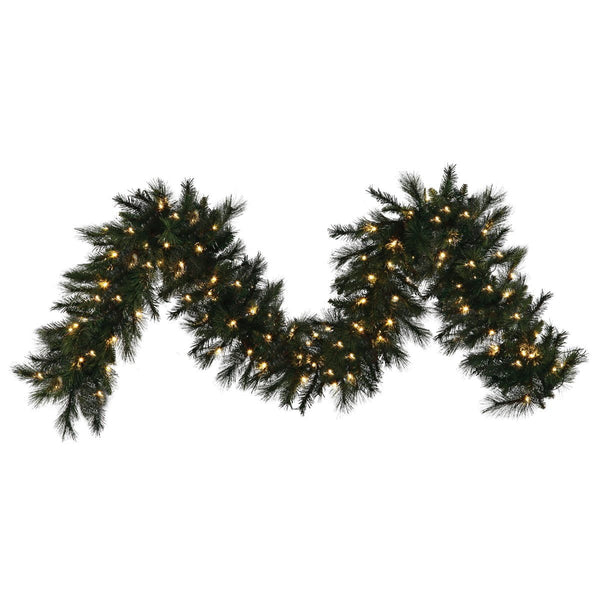 9' x 14" Mixed Pine Garland - Warm White