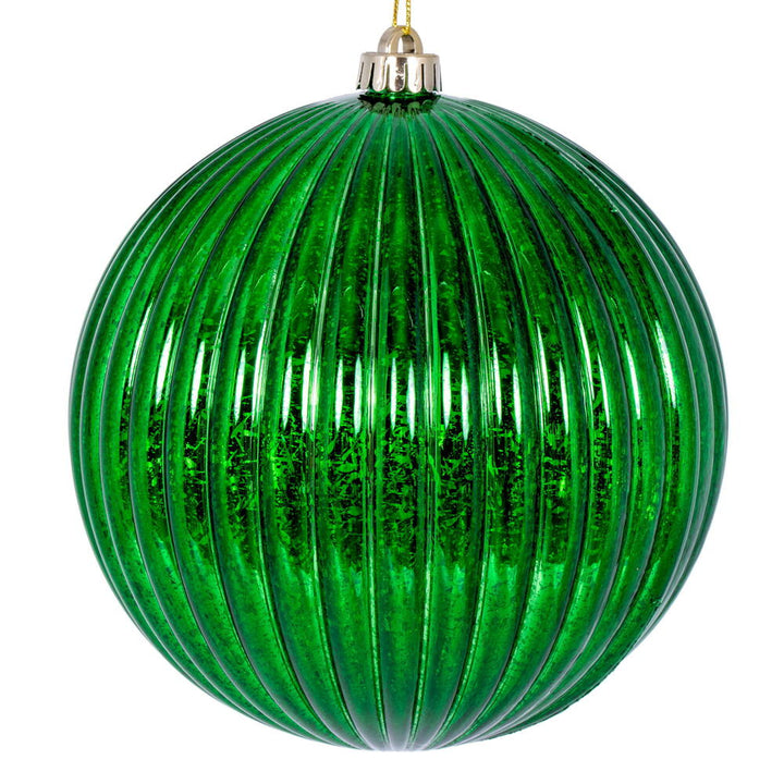 Charming 8" Mercury Lined Ball adds a festive touch with its vibrant green finish, perfect for holiday decor.