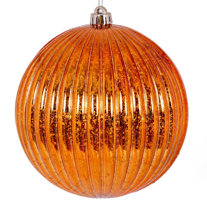 8" Mercury Lined Ball in vibrant orange, perfect for holiday decorating, available at your favorite store.