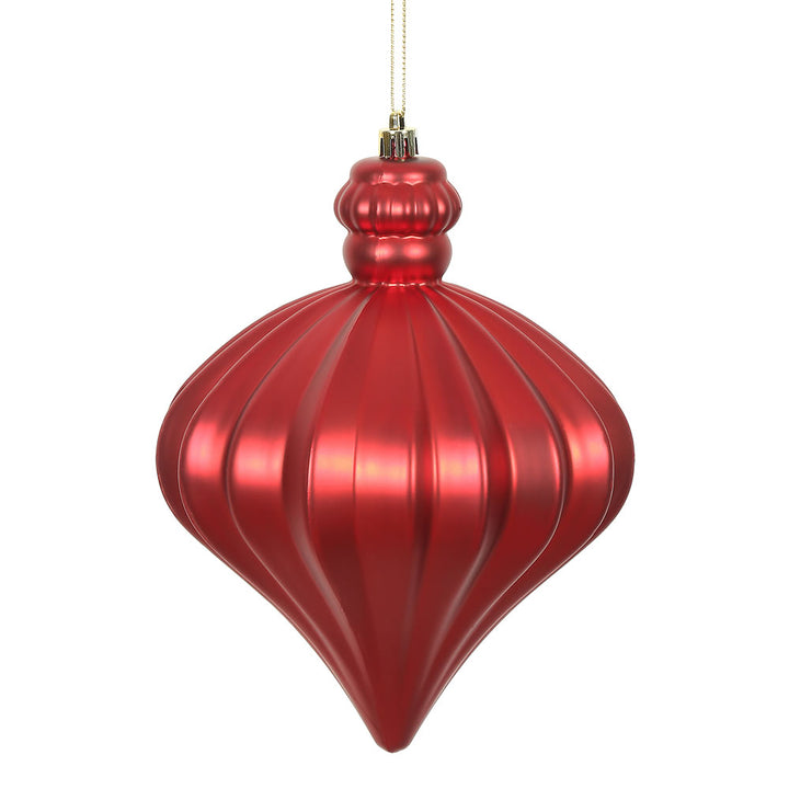 Vibrant red 6" Matte Onion Drop - Set of 4, perfect for festive décor and holiday celebrations.