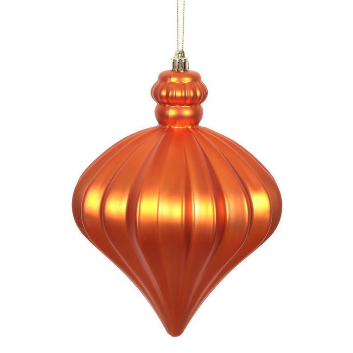 Brighten your holiday decor with the 6" Matte Onion Drop - Set of 4 in vibrant orange, perfect for festive styling.