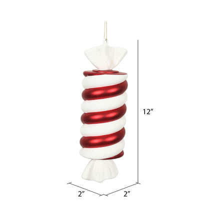 12" Twisted Candy Ornament - Red/White - Set of 2 — view 5