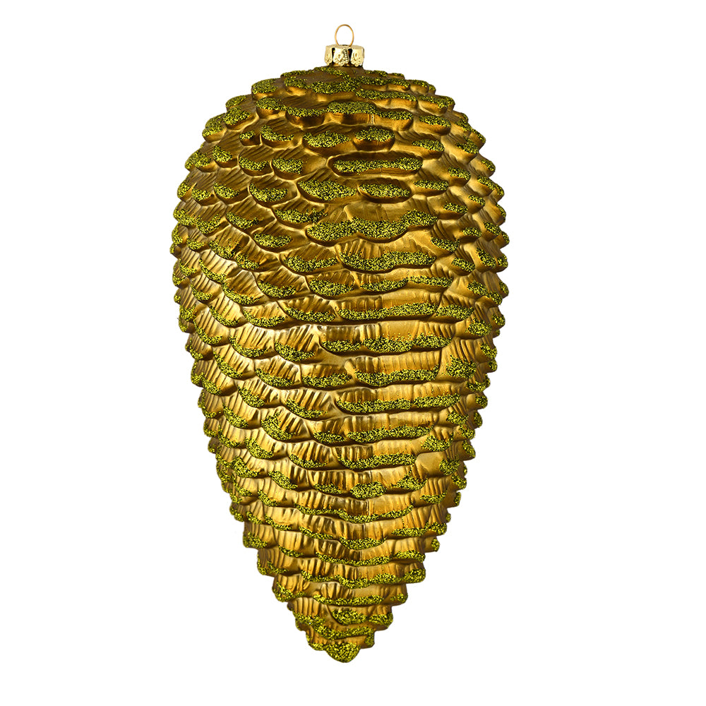 7"Matte Glitter Pinecone Ornament Single