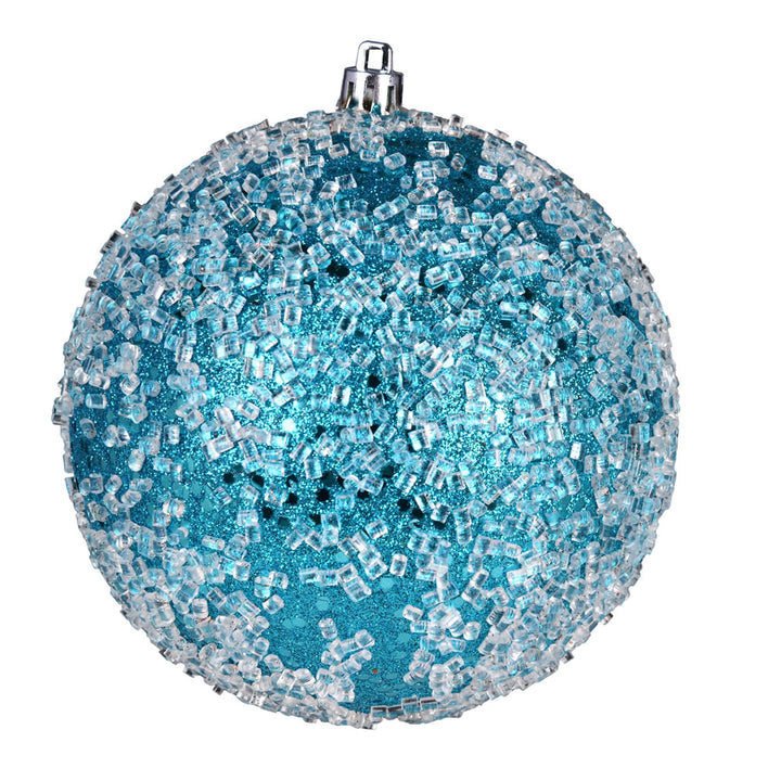 Shimmering 8" Glitter Hail Ball in vibrant turquoise, perfect for festive decor and celebrations.