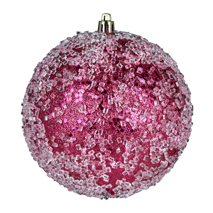 Sparkling 8" Glitter Hail Ball in vibrant pink, perfect for festive decor. Enhance your holiday decorations!