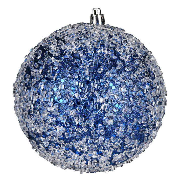 Decorate with the stunning 8" Glitter Hail Ball, featuring sparkling blue and silver glitter for festive charm.