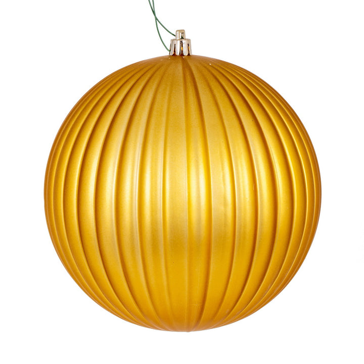 Gold 6" Matte Lined Ball Ornament - Set of 4, perfect for festive decor and holiday celebrations.