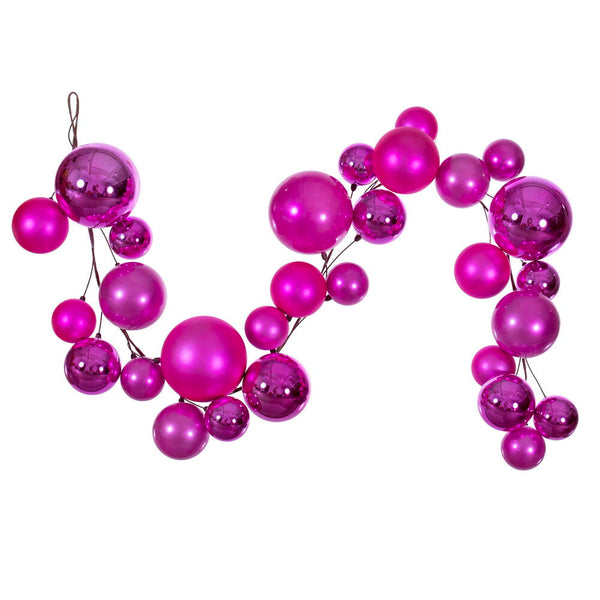 6' Hot Pink Ball Branch Garland