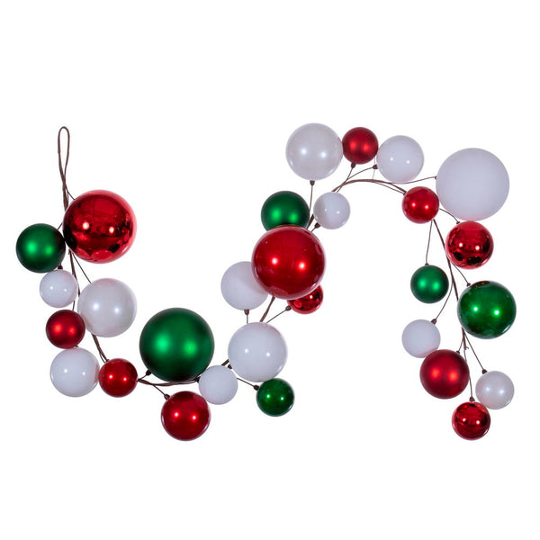 6' White/Red/Green Ball Branch Garland