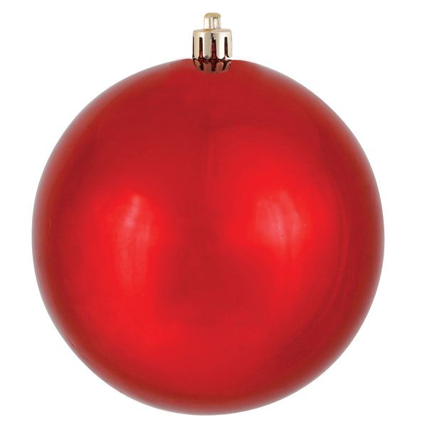 8" Red Shiny Ornament UV Drilled Cap