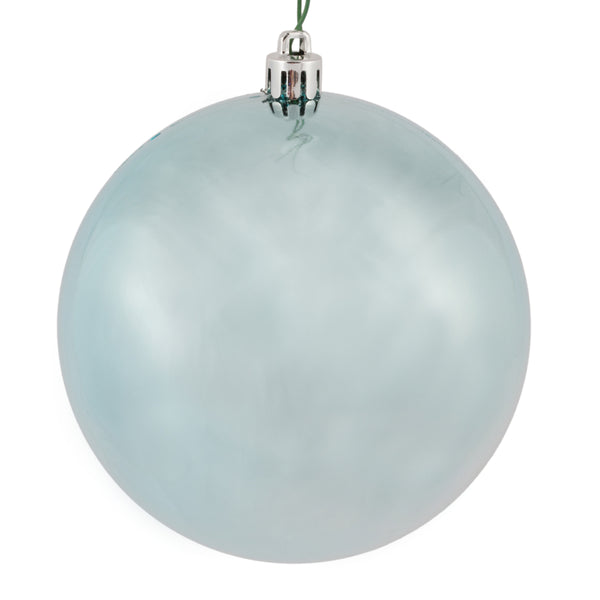 8" Baby Blue Shiny Ball Ornament UV Drilled Cap